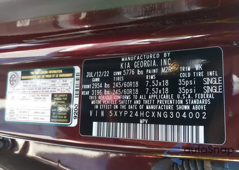 2022 Kia Telluride Lx z USA, uszkodzony, nr VIN 5XYP24HCXNG304002